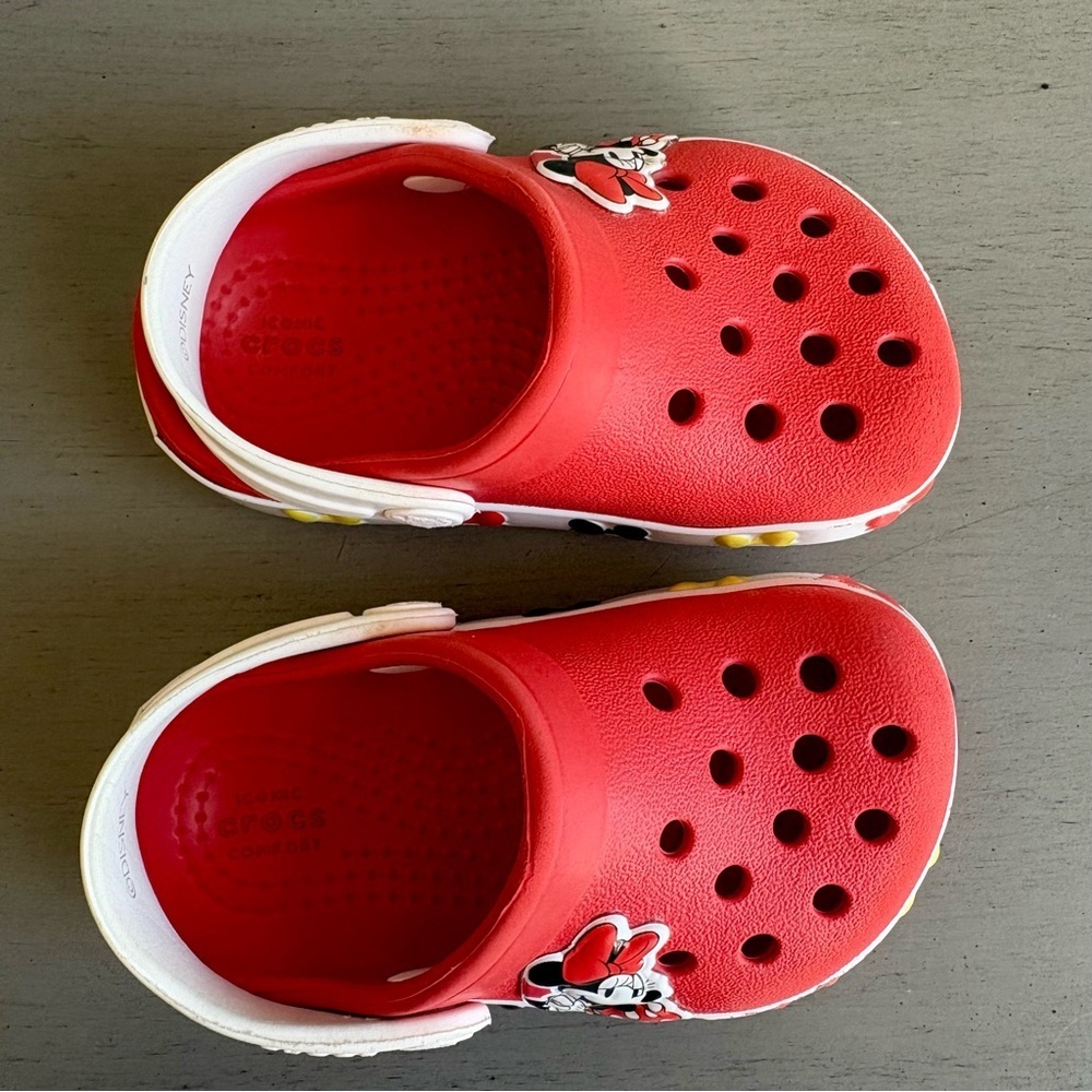 CROCS Disney Minnie Mouse Kids Slip On Clog Shoes Toddler Little Kids Sz 4 Red - Picture 6 of 14